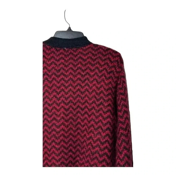 1535. VINTAGE PAUL HARRIS‎ DESIGNS MOHAIR LONG SLEEVE FULL ZIP CARDIGAN CHEVRON - Picture 7 of 9